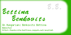 bettina benkovits business card